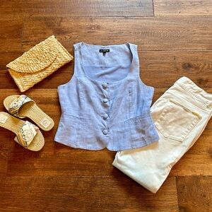 J. Crew Sky Blue Linen Vest